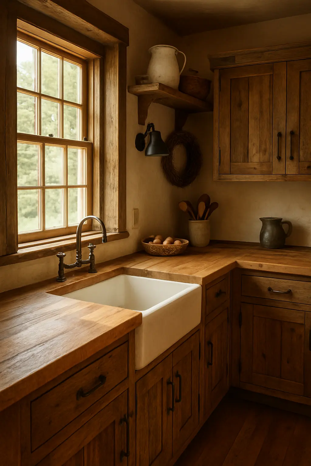 Rustic kitchen with butcher block countertops
