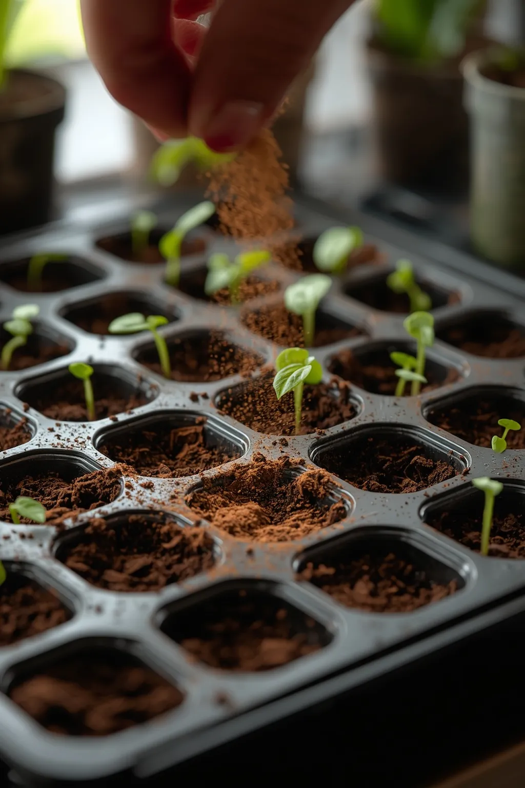 Cinnamon powder used on seedlings to prevent plant fungus naturally