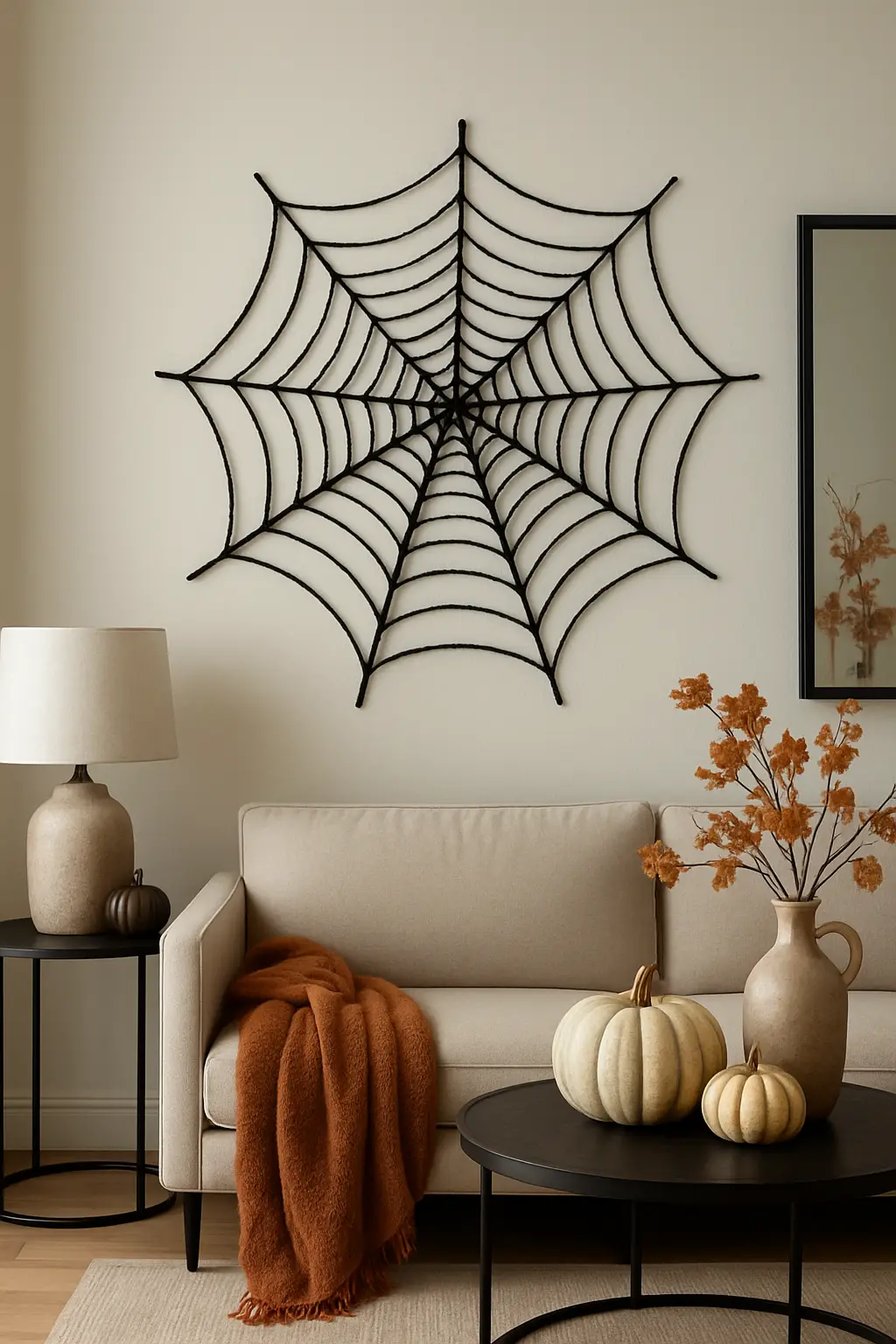 Handmade spider web wall decor with minimalist design