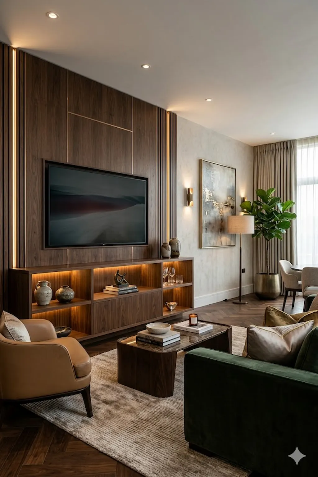 Dark walnut TV cabinet with luxury living room styling
