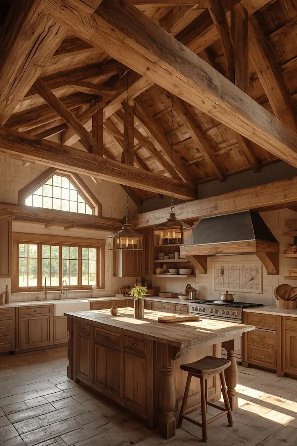 Rustic kitchen featuring exposed wooden ceiling beams