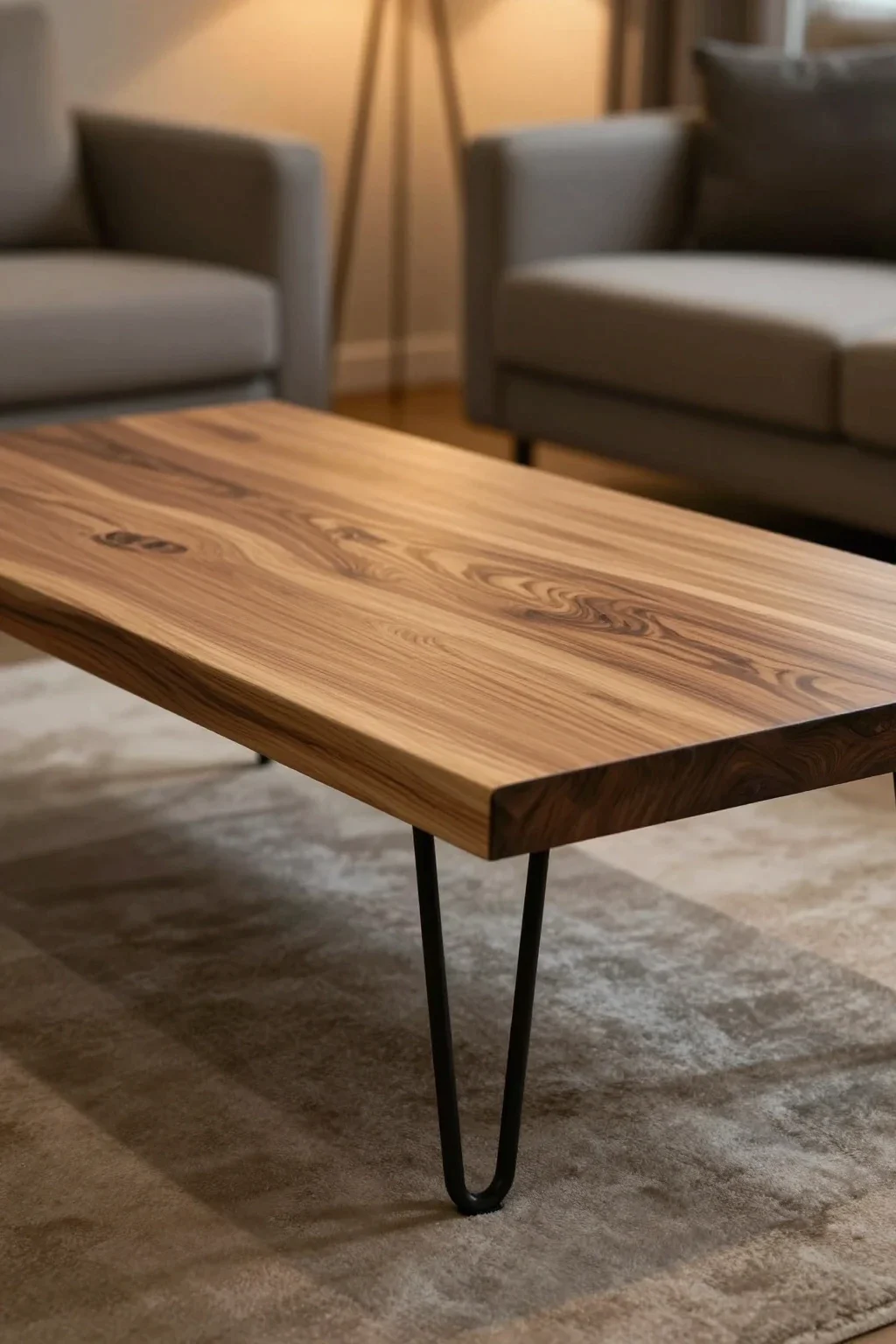 Modern handmade wooden coffee table with minimalist rustic styling