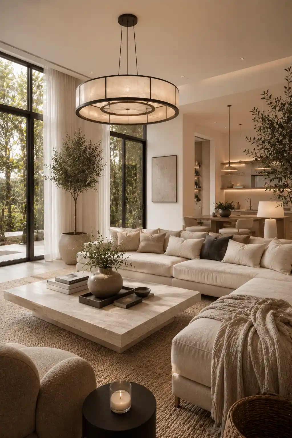 Modern living room featured image with sleek neutral design and cozy elegance