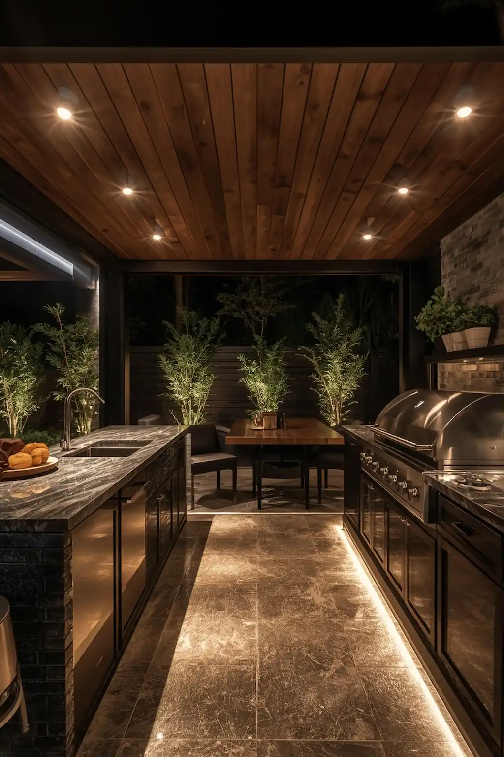 Outdoor entertainment area with durable modern epoxy flooring