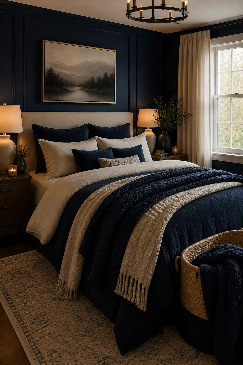 Navy Layered Texture Bedroom