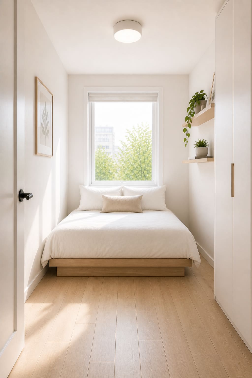Small bedroom with clean and open floor space