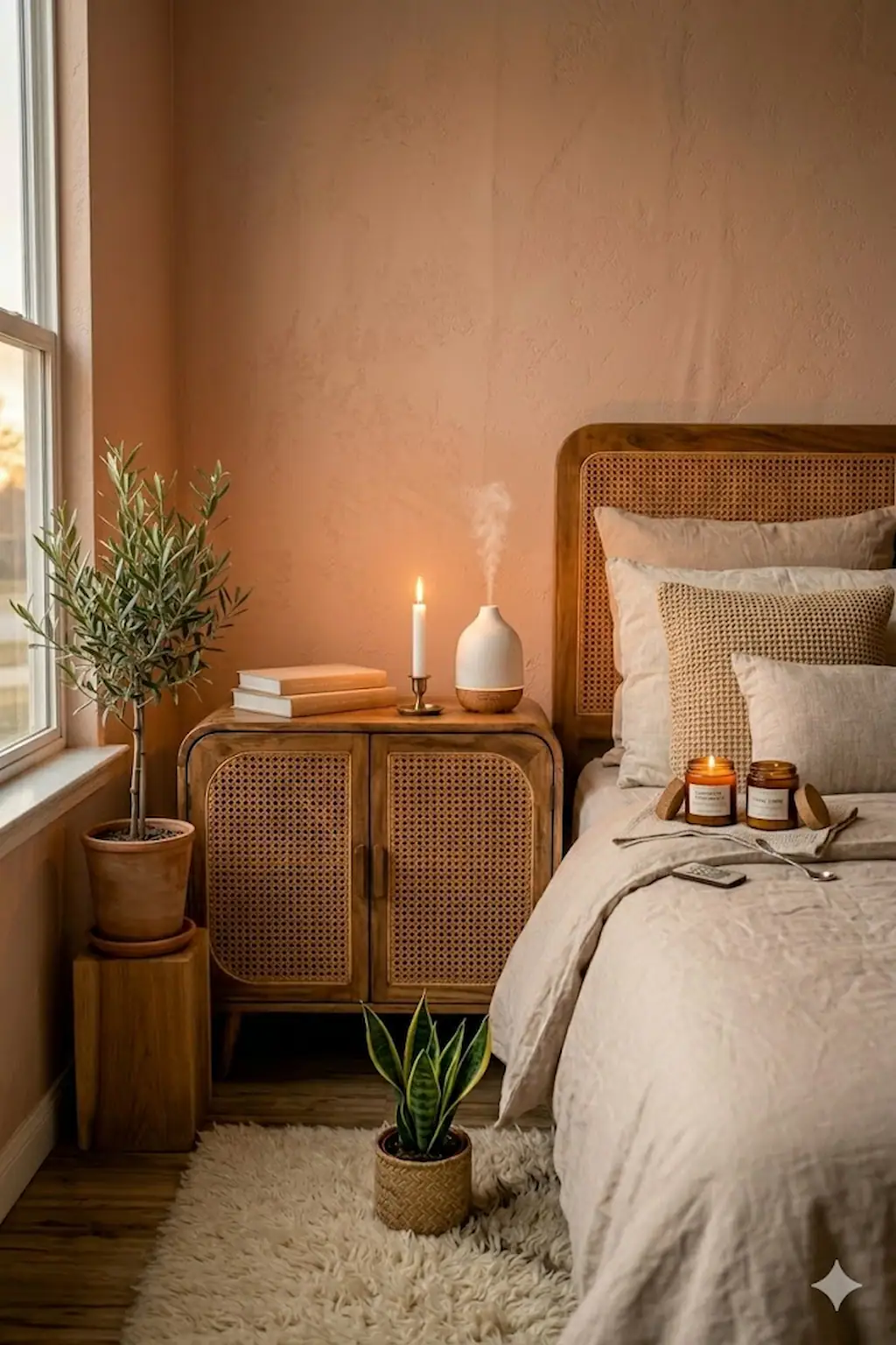 bedroom with candles creating romantic vibe