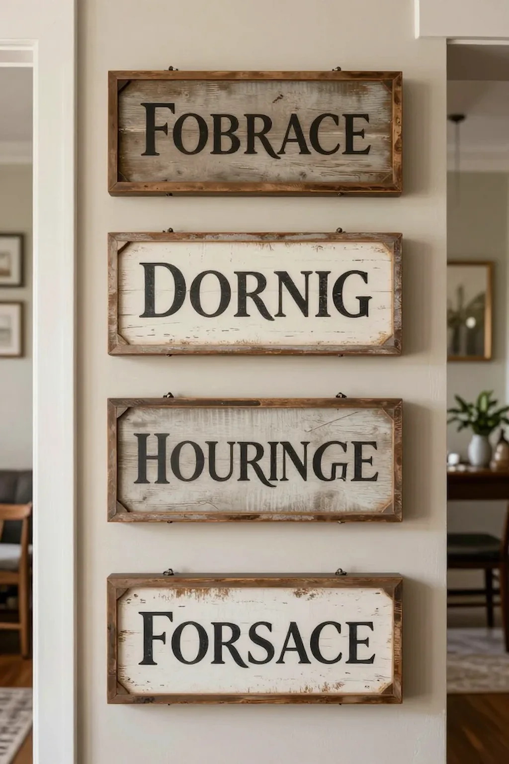 Rustic farmhouse wooden signs with handcrafted details and cozy decor