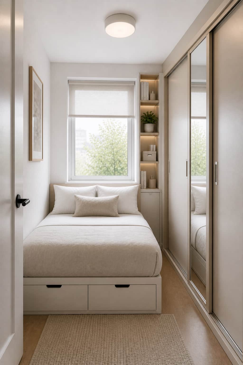 Small bedroom with sliding closet doors