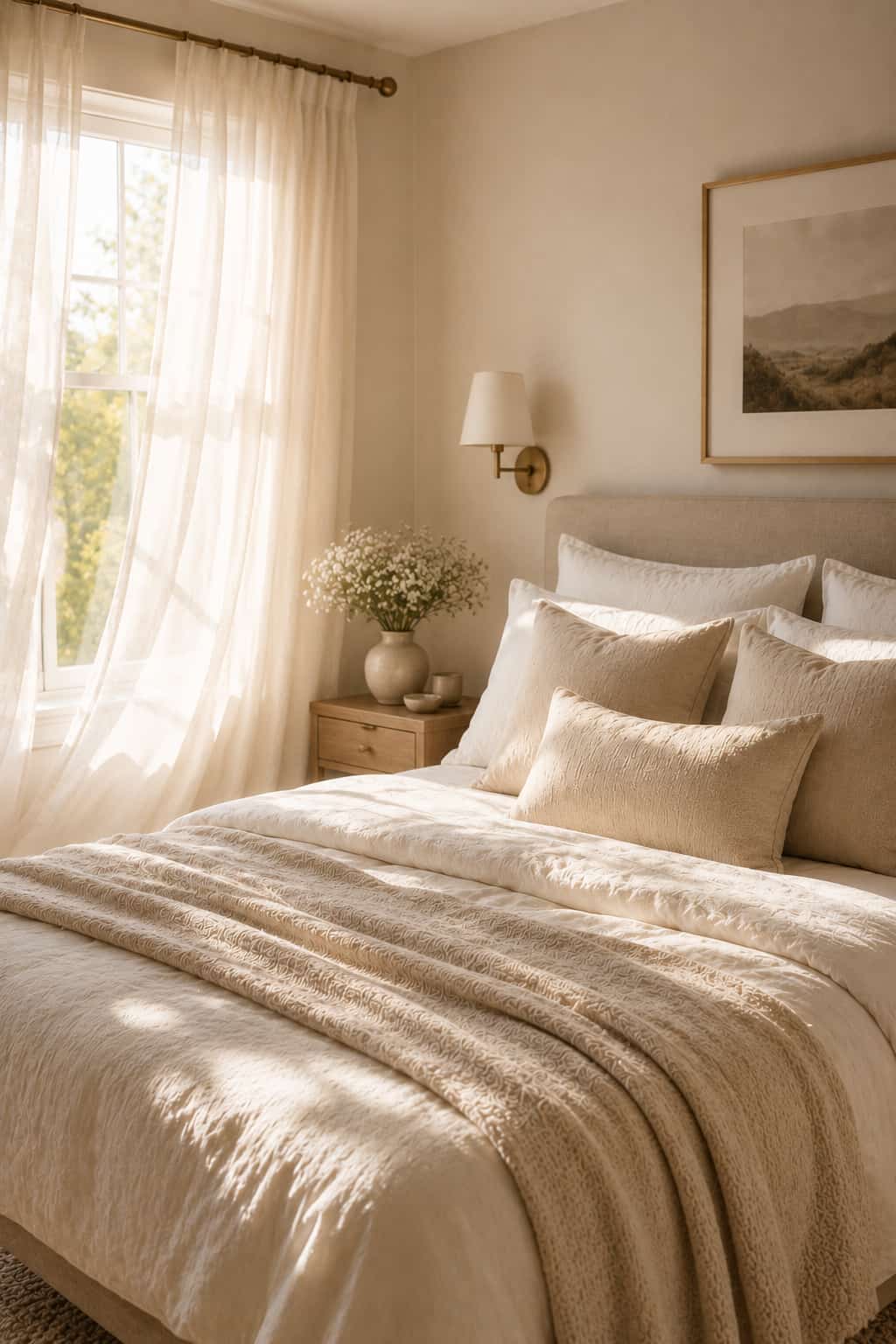 bedroom with soft curtains and sunlight