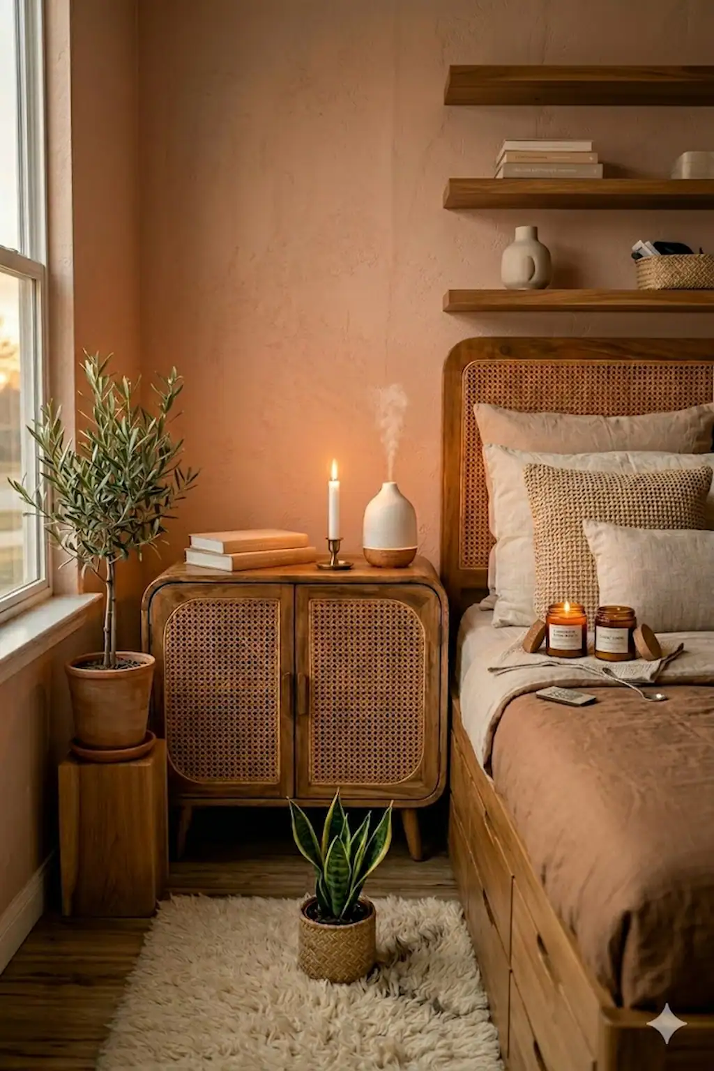 small bedroom with storage furniture