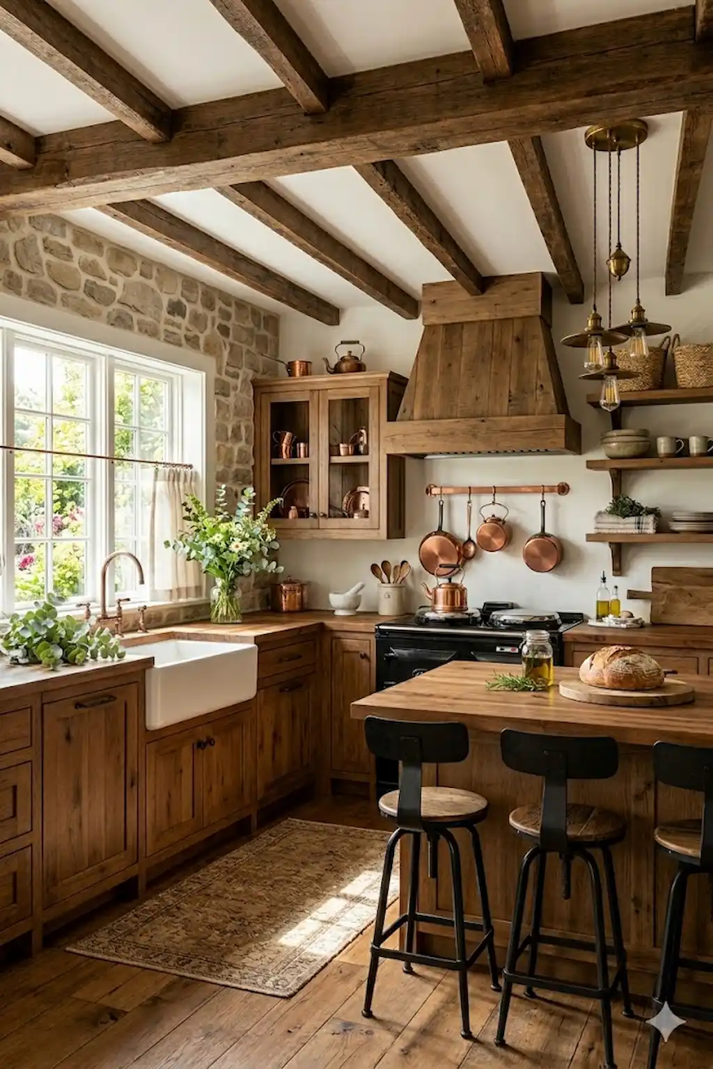 Rustic kitchen in warm neutral tones