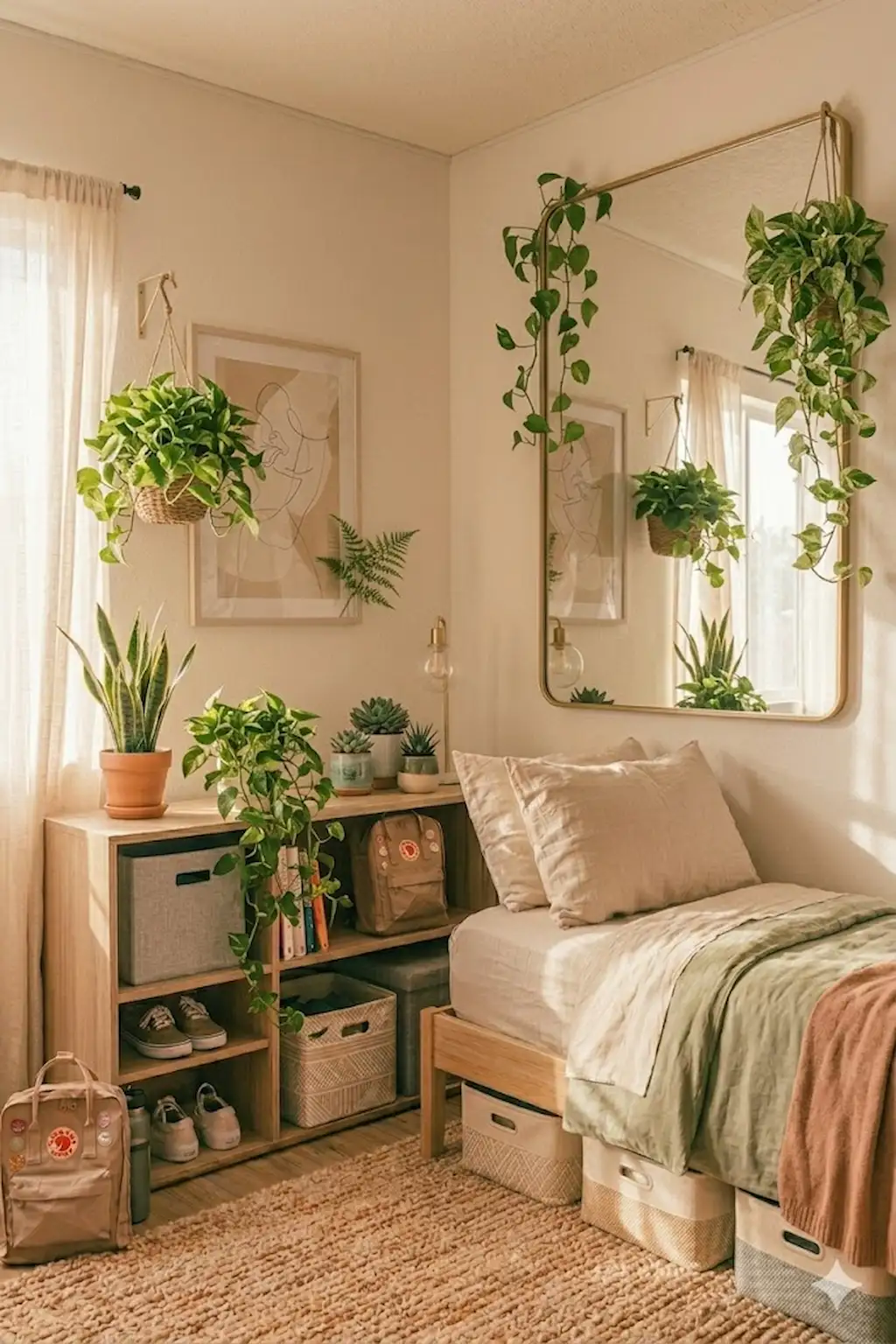 bedroom decorated with indoor plants