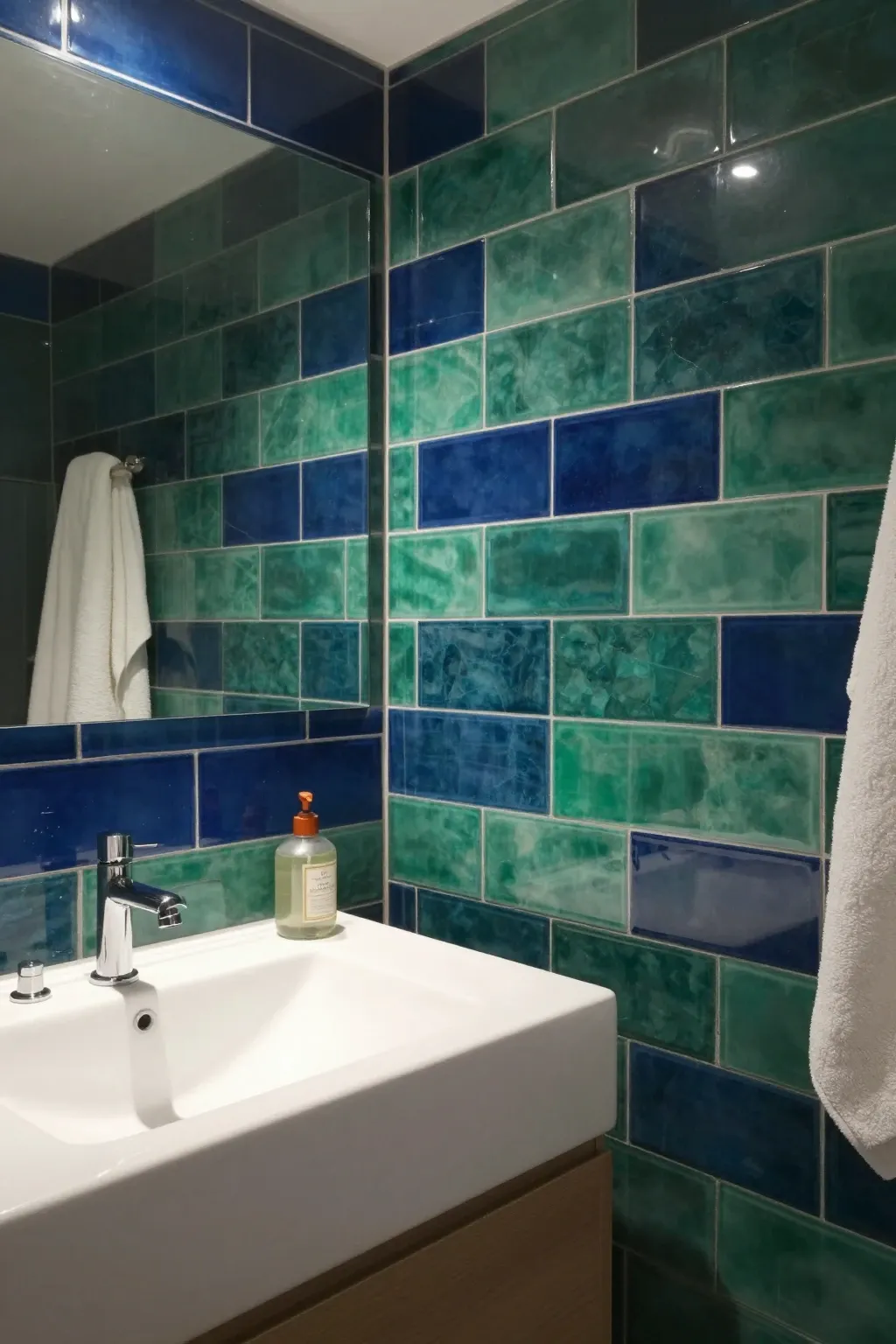 colorful tile bathroom backsplash
