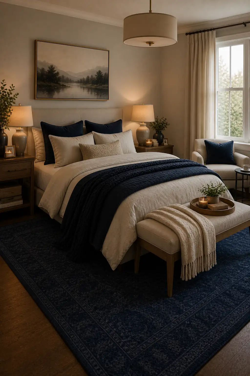 Navy Rug Bedroom