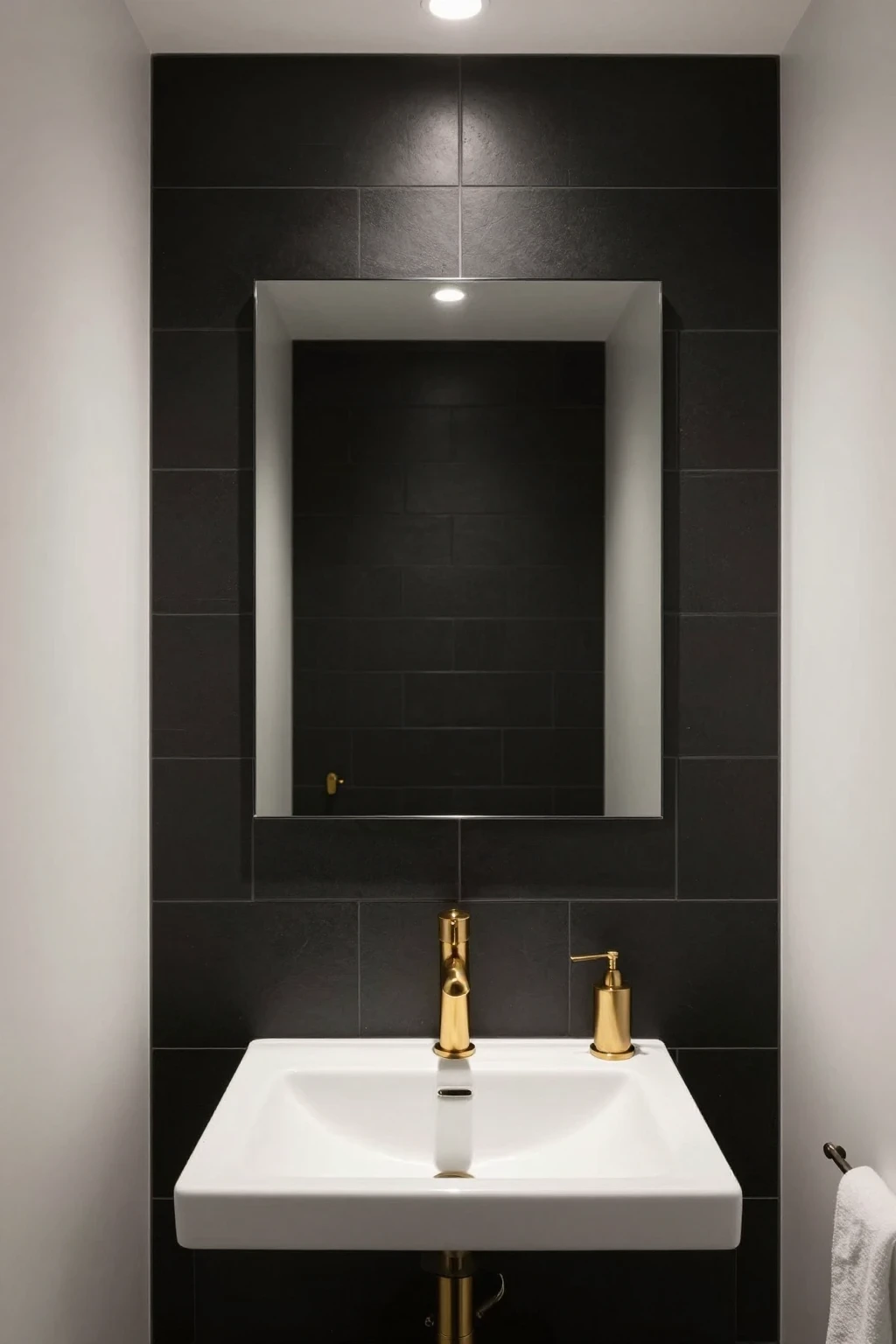 matte black tile bathroom backsplash