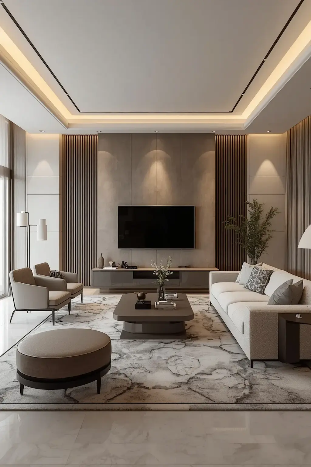 Elegant modern living room showing the difference between cheap decor mistakes and a well-designed luxury interior