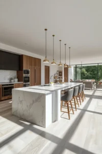 Stunning modern open kitchen with luxury island, custom cabinetry, pendant lighting, and seamless open-concept design.