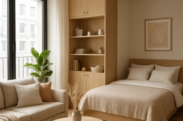 Creative small studio apartment ideas featuring modern multifunctional furniture, cozy living zones, smart storage solutions, stylish decor, natural lighting, and space-saving apartment design inspiration.