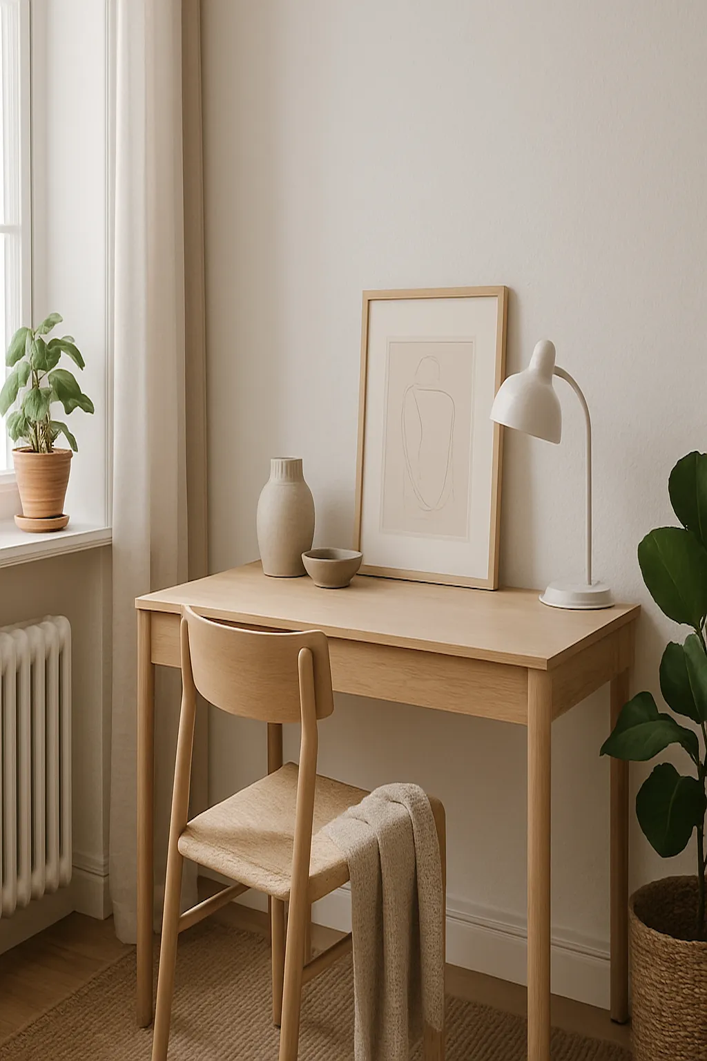 Functional study nook created beneath a staircase with custom shelving