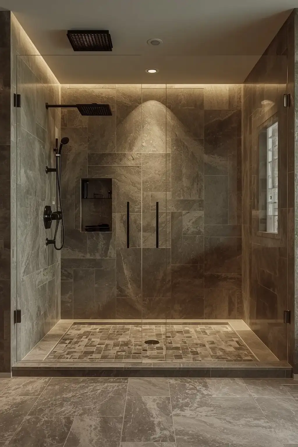 Floor-to-Ceiling Tile Curbless Shower