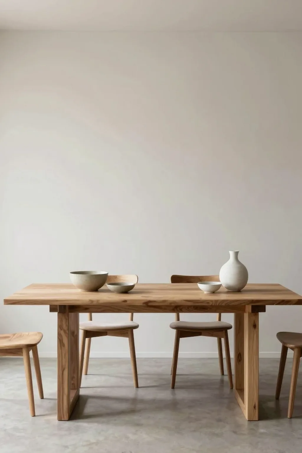Minimalist Japandi dining room blending Scandinavian and Japanese design elements
