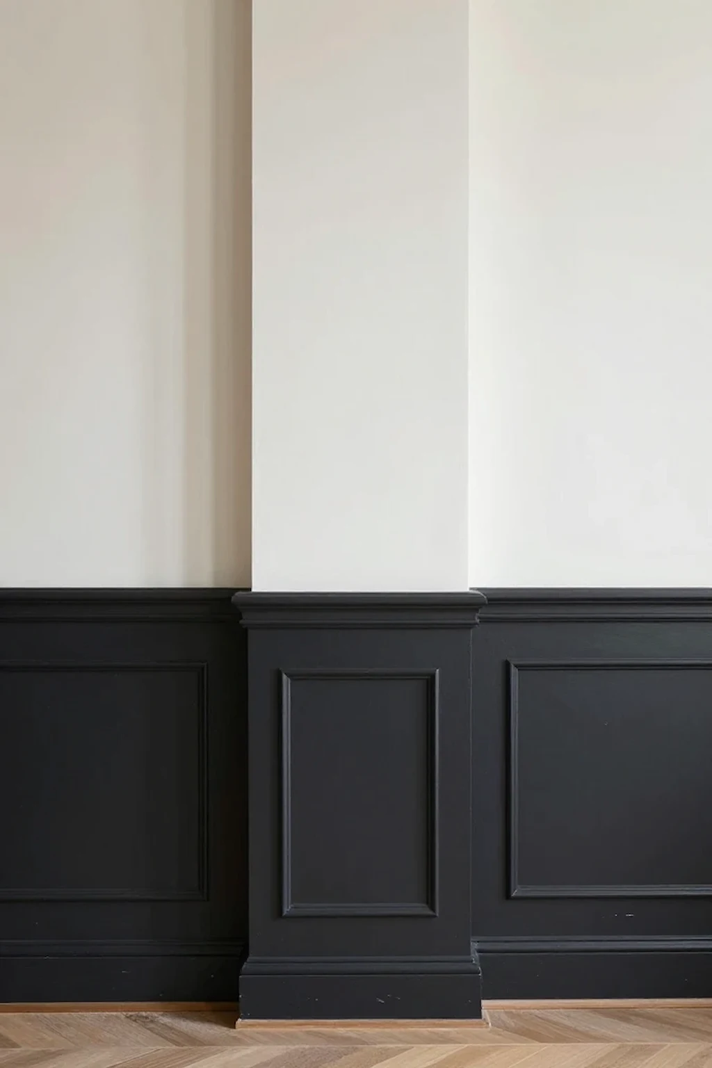 Stylish two-tone wall featuring contrasting wainscoting colors